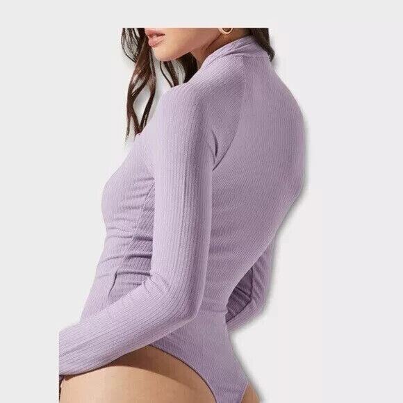 ASTR The Label Cutout Ribbed Thong Bodysuit Lavender Size M - Picture 2 of 8